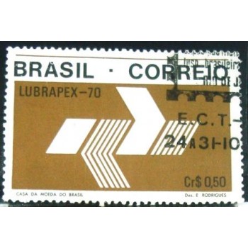 Selo postal do Brasil de 1970 Logotipo ECT MCC