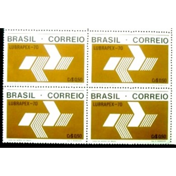 Quadra de selos postais do Brasil de 1970 Logotipo da ECT