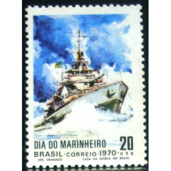 Selo postal do Brasil de 1970 Dia do Marinheiro N