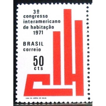 Selo postal do Brasil de 1971 Congresso Interamericano de Habitação