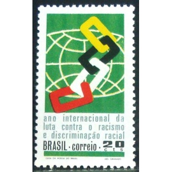 Selo postal do Brasil de 1971 Luta Contra o Racismo M