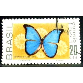 Imagem similar à do selo postal do Brasil de 1971 Morpho M - U