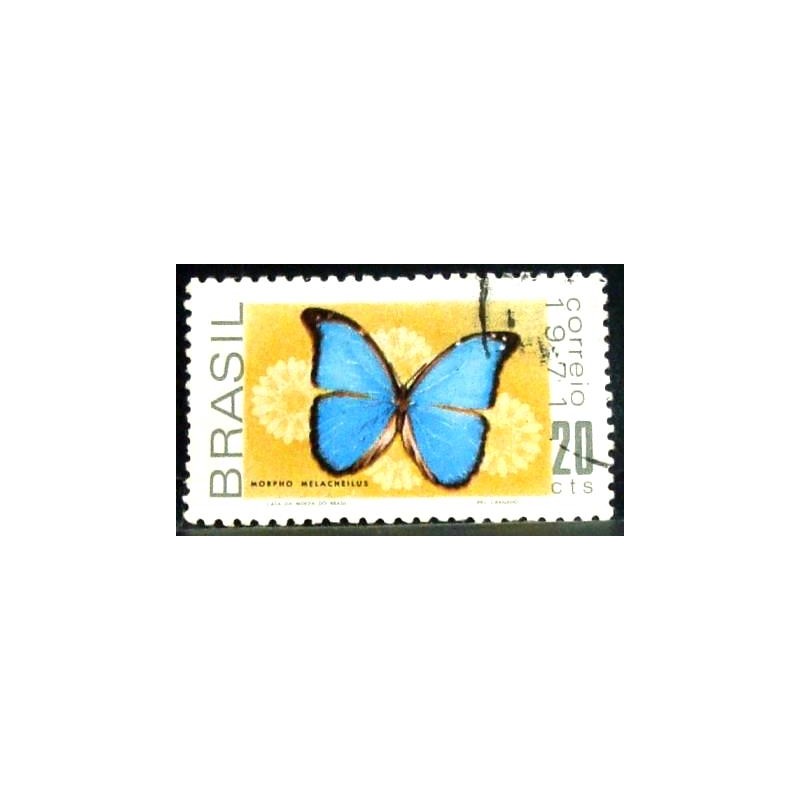 Imagem similar à do selo postal do Brasil de 1971 Morpho M - U