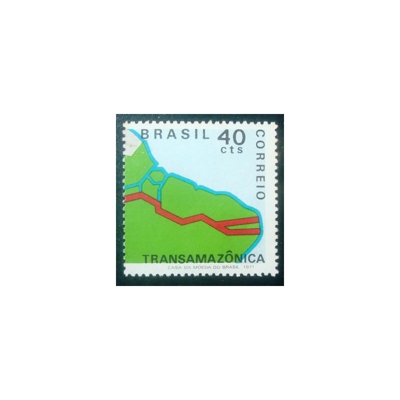 Selo postal do Brasil de 1971 Transamazônica 40 M