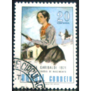 Selo postal do Brasil de 1971 Anita Garibaldi M1D
