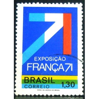 Selo postal do Brasil de 1971 Exposição França Brasil 71 U