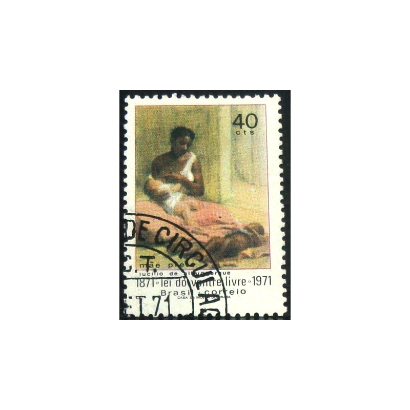 Selo postal do Brasil de 1971 Lei do Ventre Livre M1D