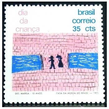 Selo postal do Brasil de 1971 Desenho Marisa da Silva Chaves M