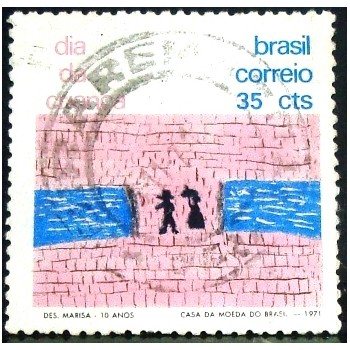 Imagem similar à do selo postal do Brasil de 1971 Desenho Marisa da Silva Chaves