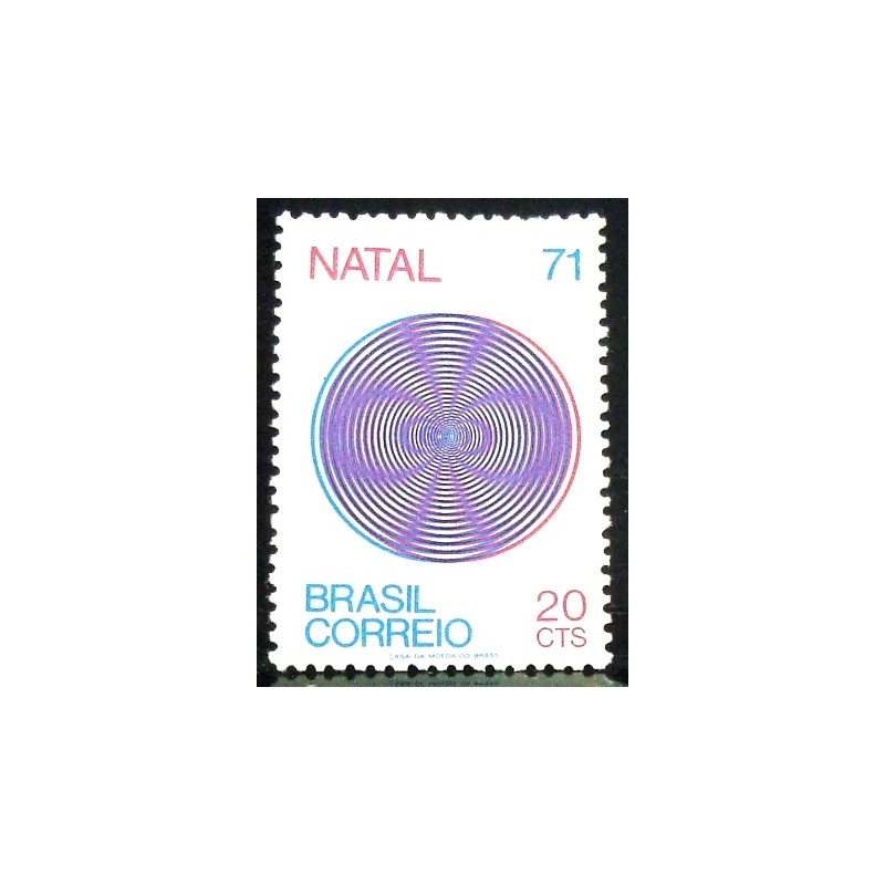 Selo postal do Brasil de 1971 Natal 20 M