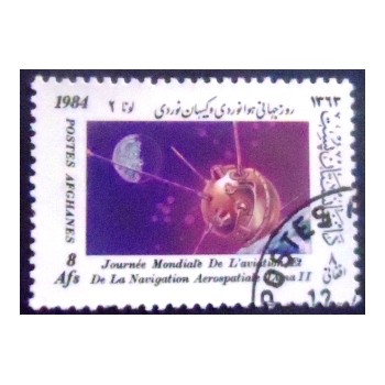 Selo postal do Afeganistão de 1984 Luna II U