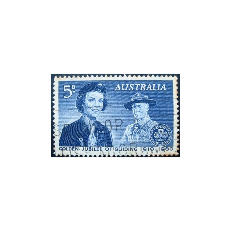 Imagem similar à do selo postal Austrália 1960 Girl Guide and Lord Baden-Powel