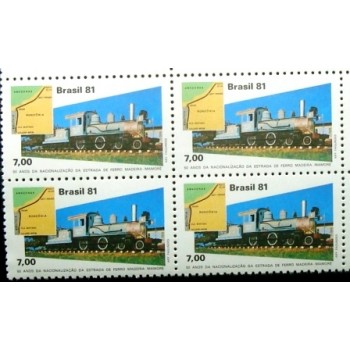 Quadra de selos do Brasil de 1981 - Madeira-Mamoré M