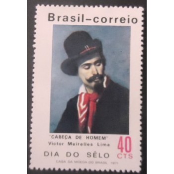 Selo postal do Brasil de 1971 Cabeça de Homem N