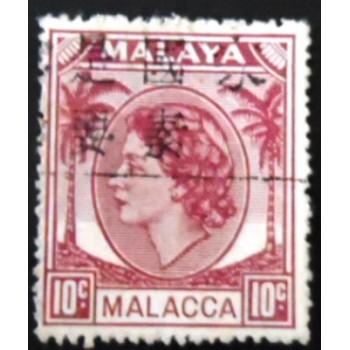 Selo postal da Malaya-Malacca de 1954 Queen Elizabeth II