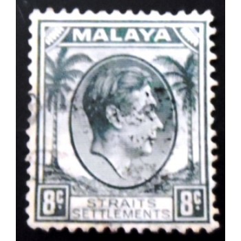 Selo postal do Straitis Settlements-Malaya de 1938 King George VI 8