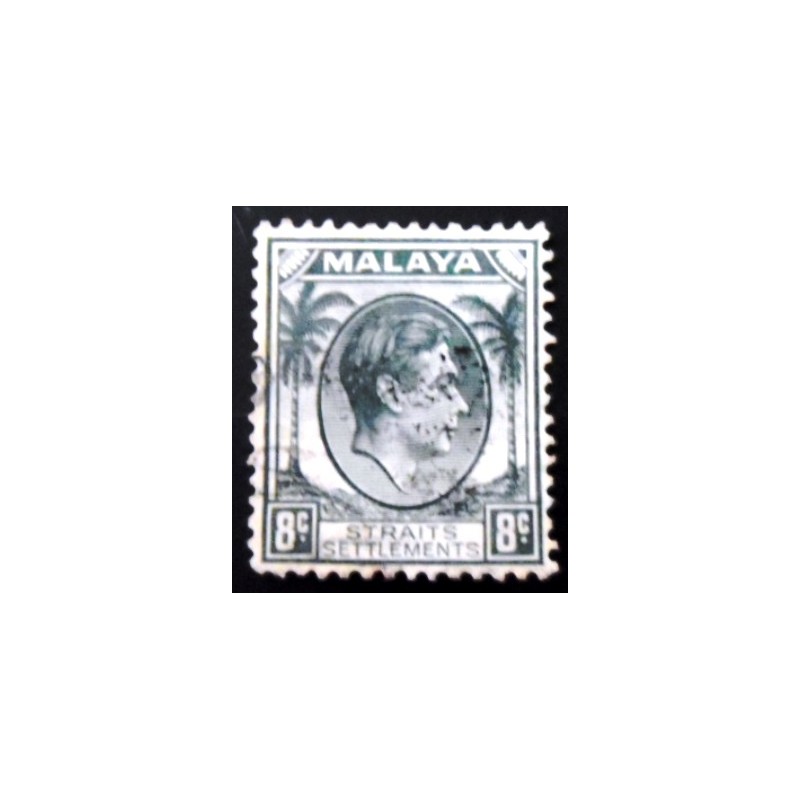 Selo postal do Straitis Settlements-Malaya de 1938 King George VI 8