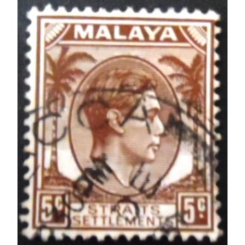 Selo postal do Straitis Settlements-Malaya de 1937 King George VI 5