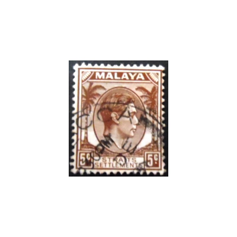 Selo postal do Straitis Settlements-Malaya de 1937 King George VI 5