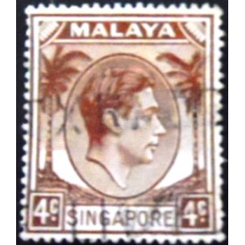 Selo postal de Singapura de 1951 King George VI 4