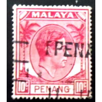 Selo postal de Penang Malaya de 1949 King George VI 10
