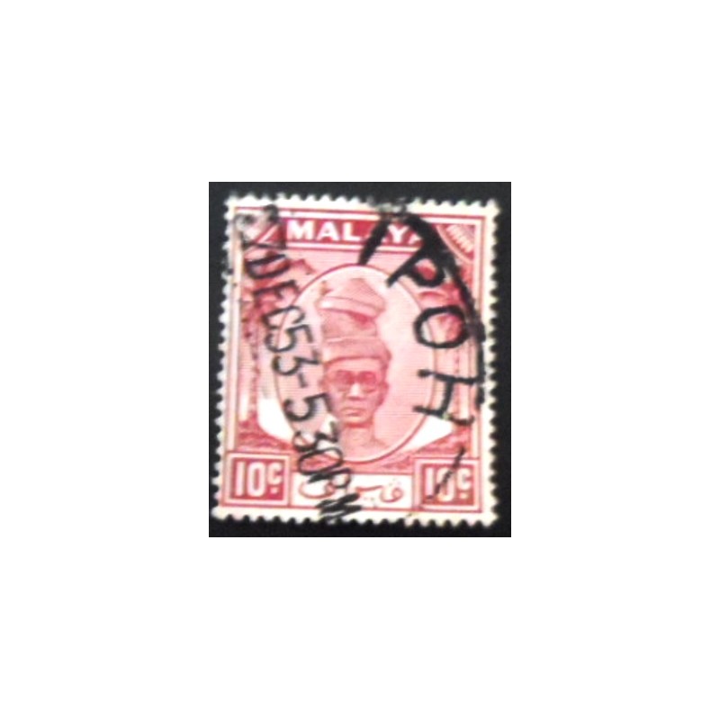 Selo postal de Perak Malaya de 1950 King George VI 10