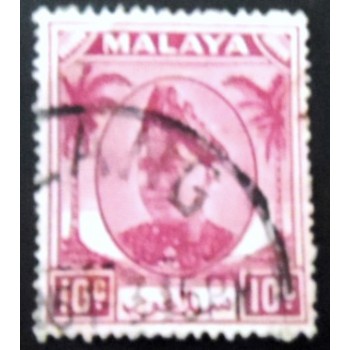 Selo postal de Selangor Malaya de 1949 Sultan Hisamuddin Alam Shah