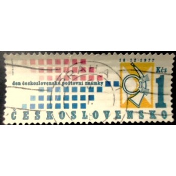 Selo postal da Tchecoslováquia de 1977 Stamp day