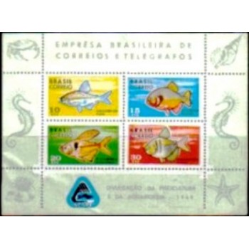 Bloco postal do Brasil de 1969 Psicultura e Aquariofilia  M