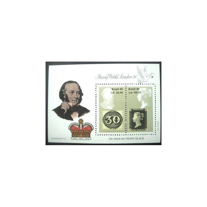 Bloco postal do Brasil de 1990  Penny Black M