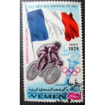 Selo postal do Reino do Yemen de 1968 Cycling