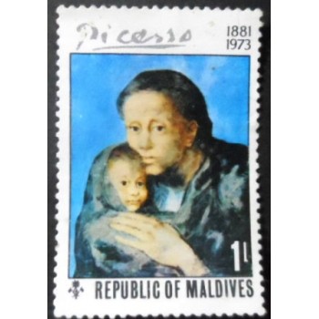 Selo postal das Maldivas de 1974 Motherhood