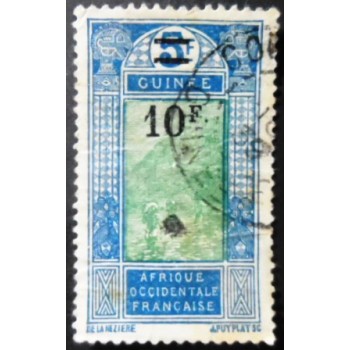 Selo postal da Guiné Francesa de 1927 Ford of Kitim surcharged