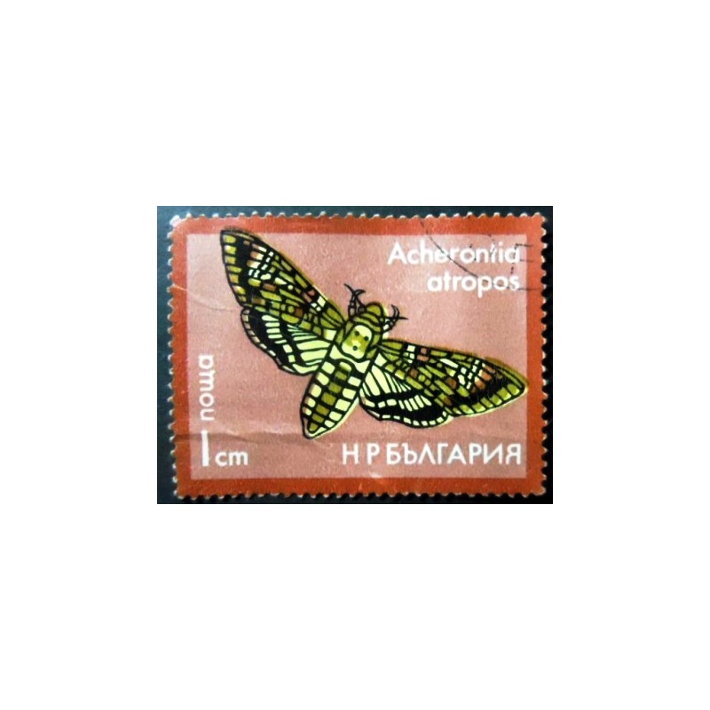 Selo postal da Bulgária de 1975 African death's-head hawkmoth