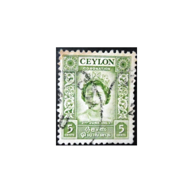 Selo postal do Ceilão de 1953 Queen Elizabeth II