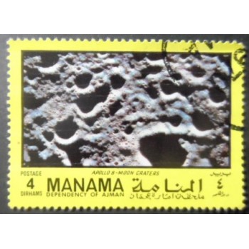 Selo postal de Manama de 1970 Apollo 8 Moon craters