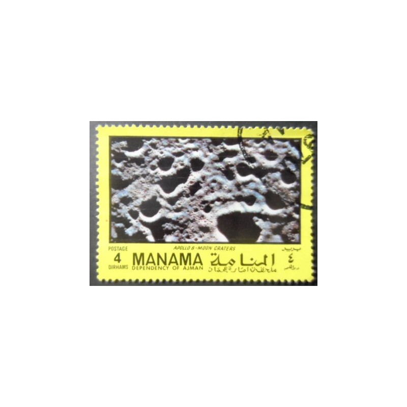 Selo postal de Manama de 1970 Apollo 8 Moon craters