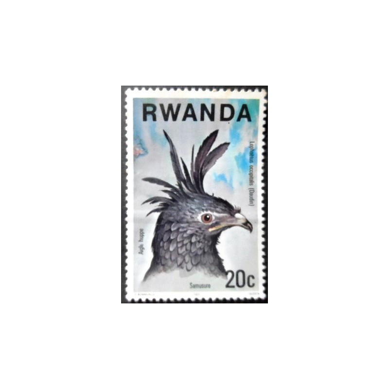 Selo postal de Ruanda de 1977 Long-crested Eagle