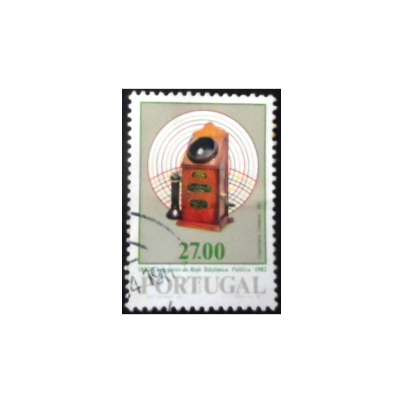 Selo postal de Portugal de 1982 Telephone 1887 U