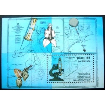 Bloco postal do Brasil de 1988 - Antártica M
