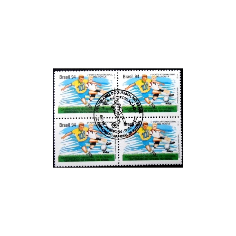 Quadra de selos postais do Brasil de 1994 Centenário do Futebol MCC