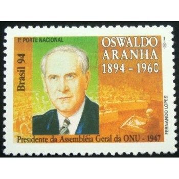 Selo postal do Brasil de 1994 Oswaldo Aranha