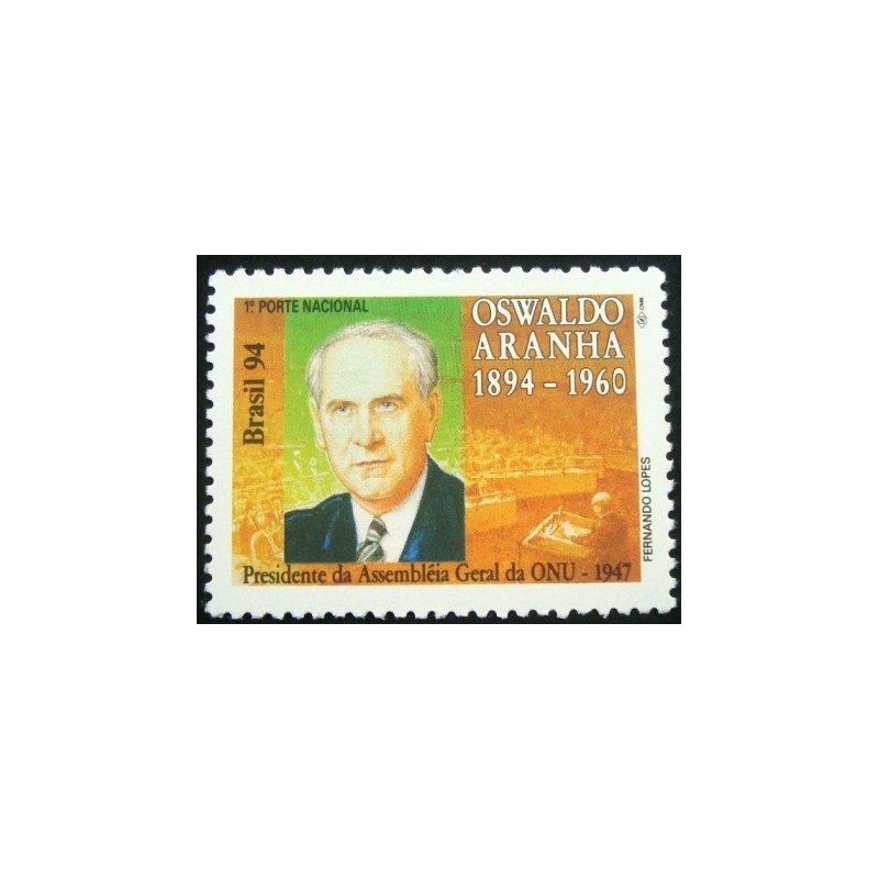 Selo postal do Brasil de 1994 Oswaldo Aranha