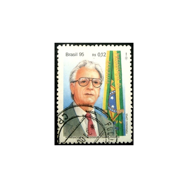Selo postal do Brasil de 1995 Itamar Franco U
