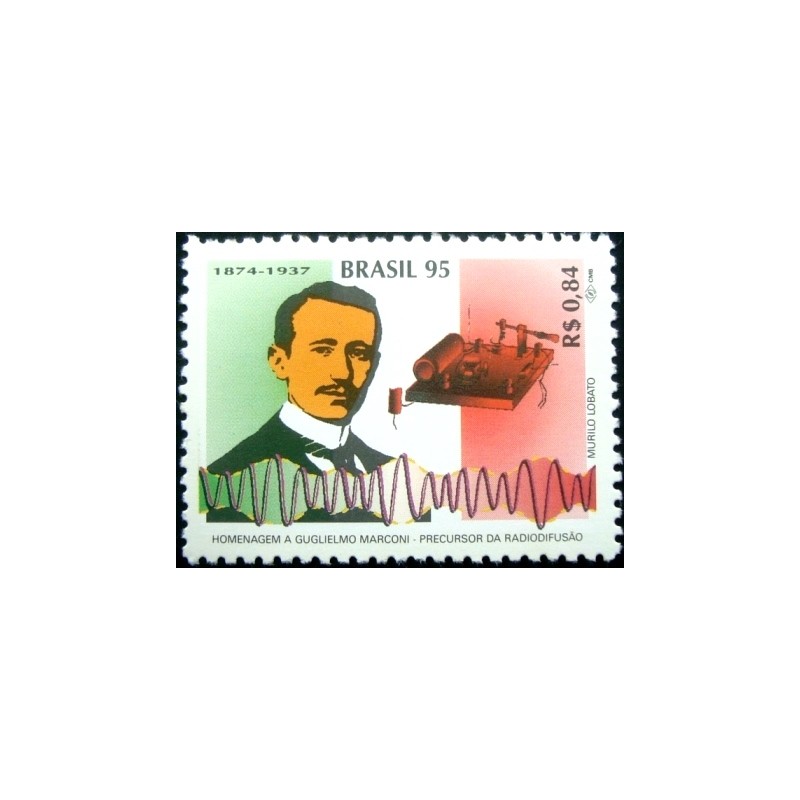 Selo postal do Brasil de 1995 Guglielmo Marconi M