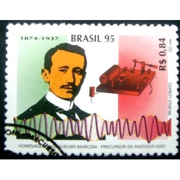 Selo postal do Brasil de 1995 Guglielmo Marconi NCC