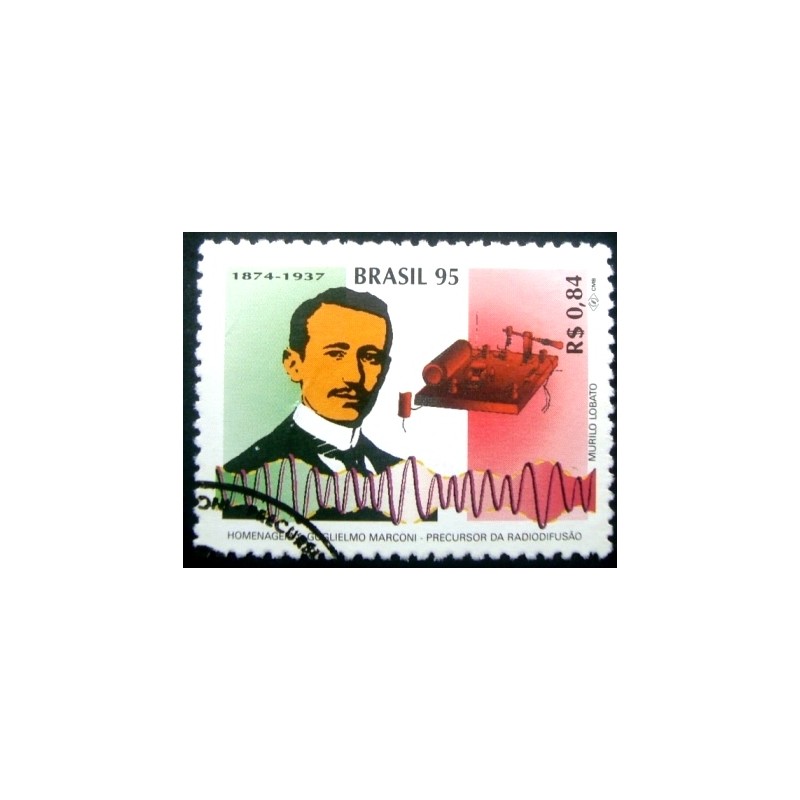 Selo postal do Brasil de 1995 Guglielmo Marconi NCC