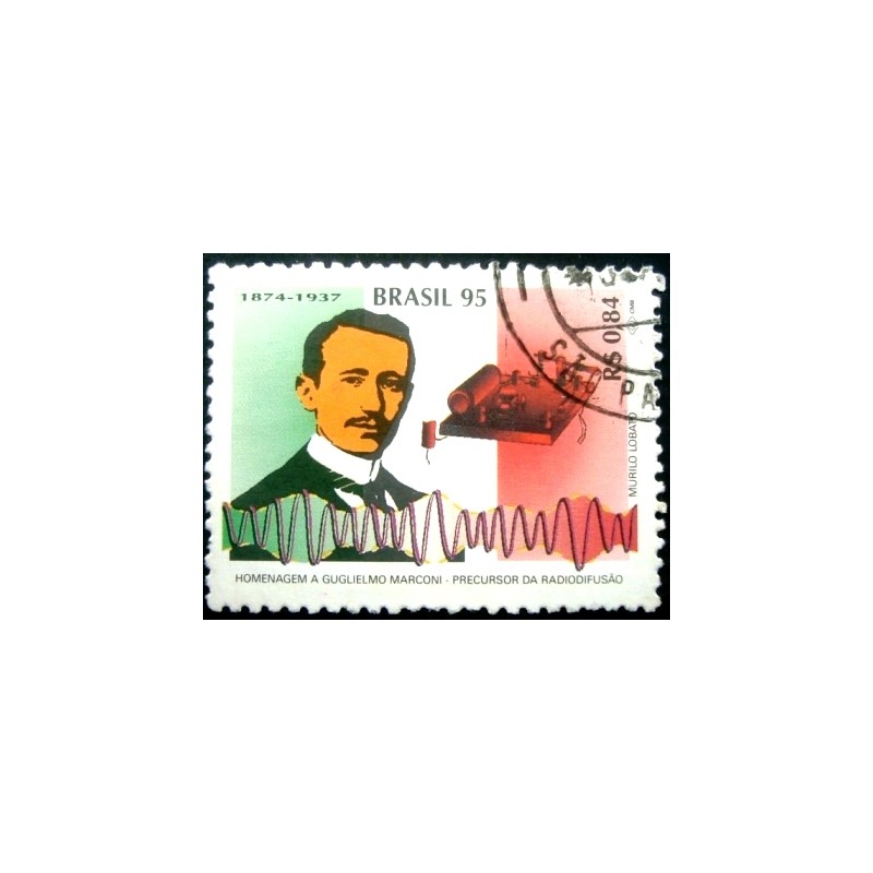 Imagem similar à do selo postal do Brasil de 1995 Guglielmo Marconi U