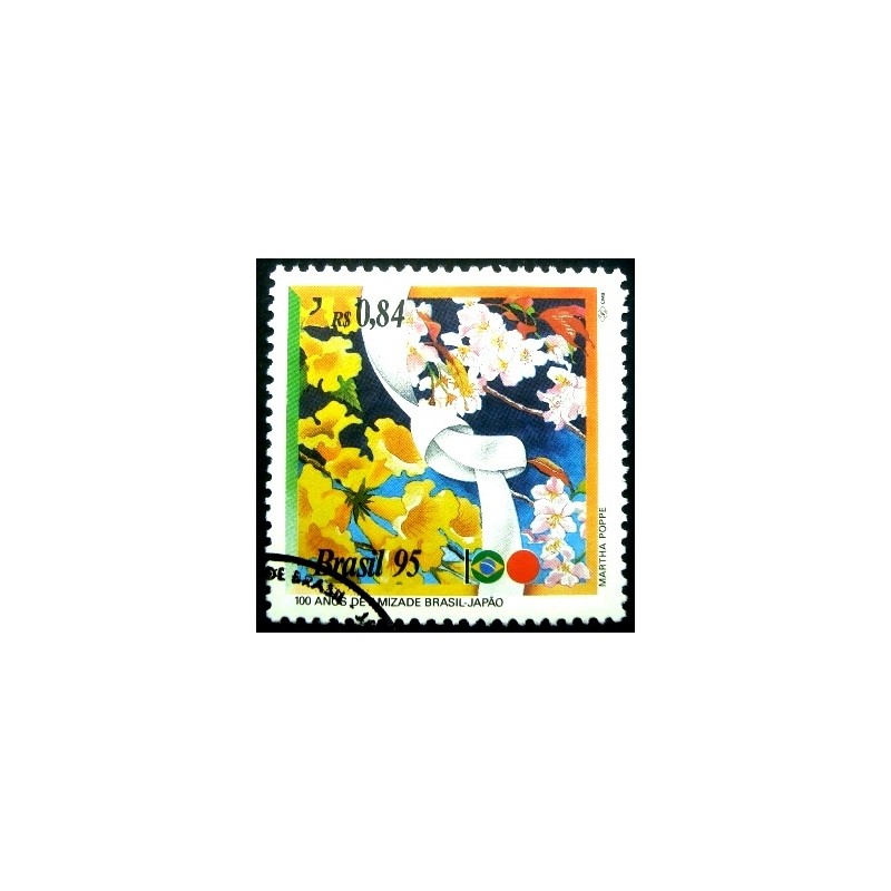 Selo postal do Brasil de 1995 Brasil - Japão NCC