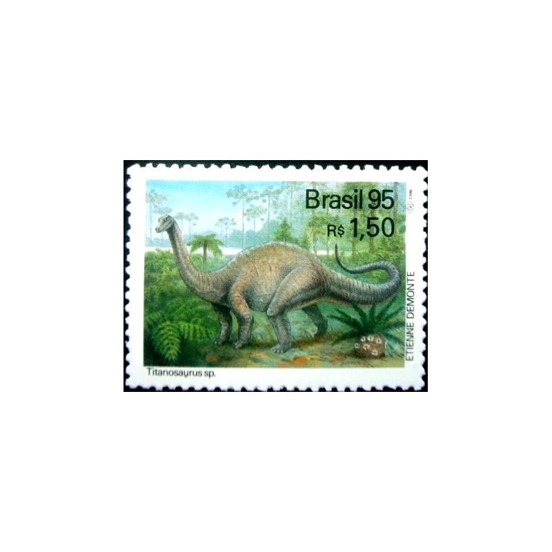 Selo postal do Brasil de 1995 Titanossaurus sp M